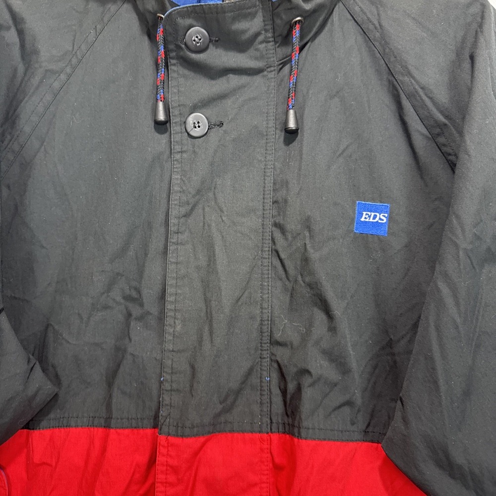 VTG EDS Swingste‎ Colorblock Windbreaker Jacket Mens XL Black Red Yellow Hooded - Picture 4 of 10